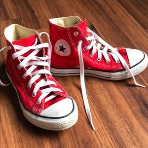 Girls high top red converse size 2 youth